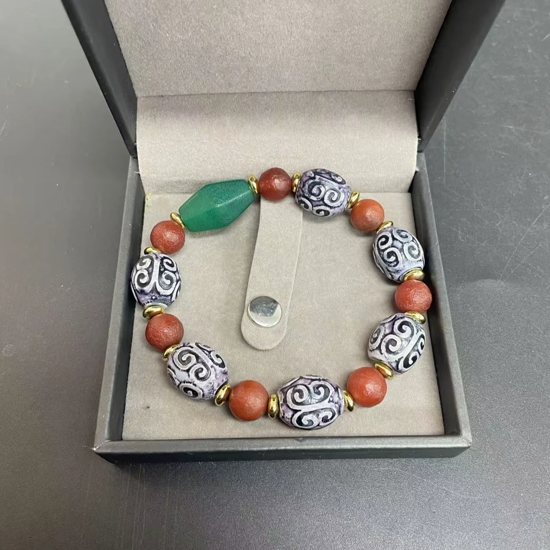 【小杰推荐】梦幻粉紫雕刻回纹桶珠手链 （多样性发其一）10481