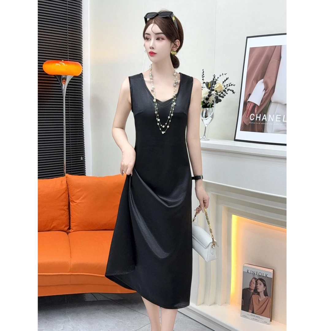 1（倾）纯色气质修身显瘦吊带连衣裙2502款