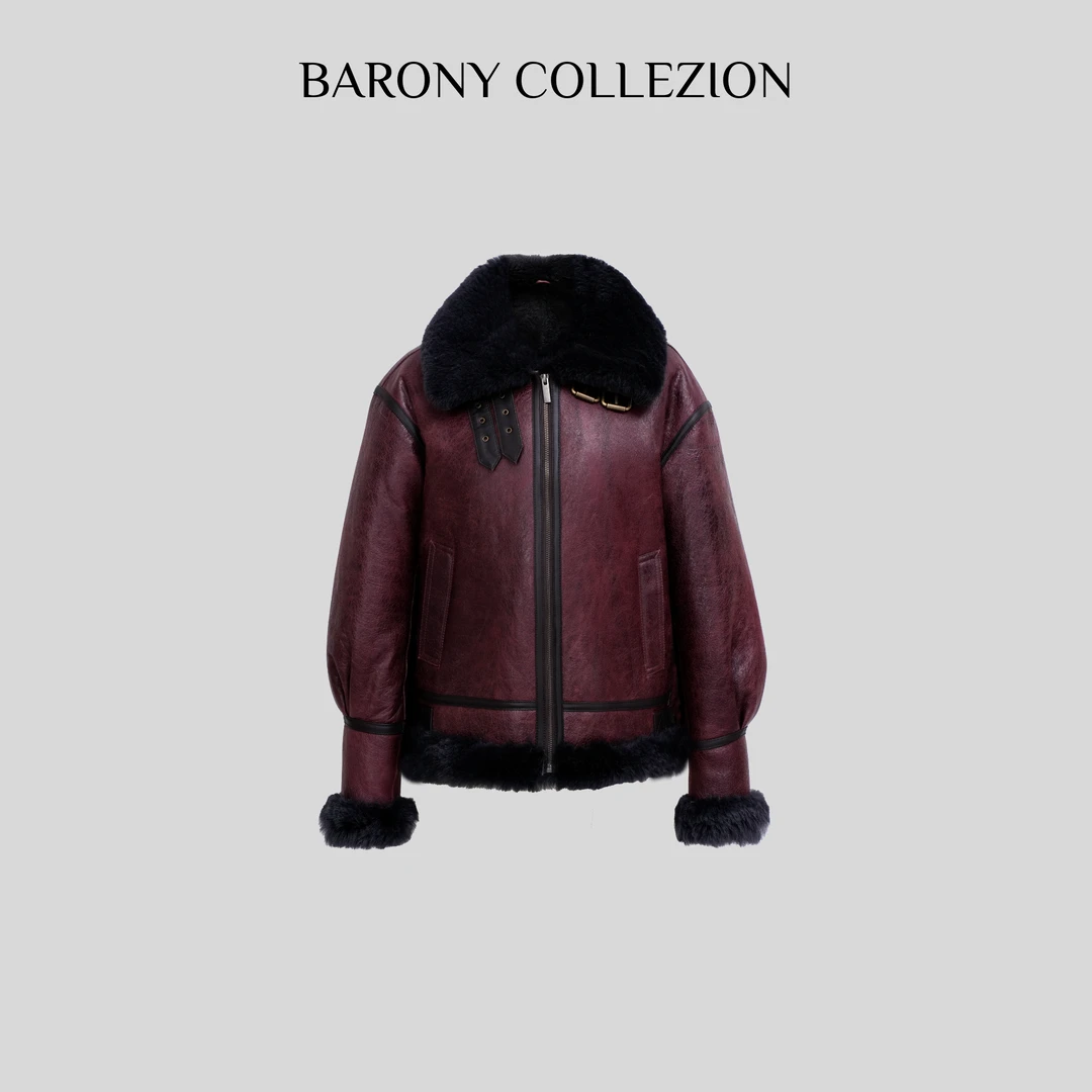 佰力郎82570简约时尚经典美利奴进口皮草外套真皮毛一体