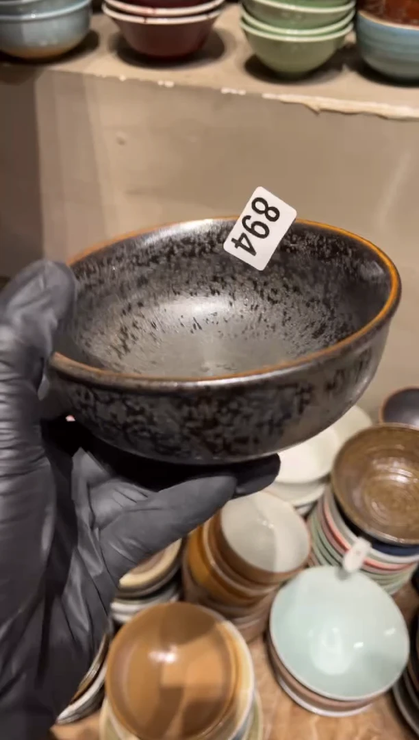【闪购商品】瓷片894 黑色反边小碗1个