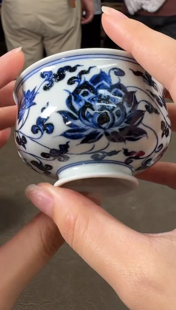 杯子三方器合青花莲花小盖置炉式杯