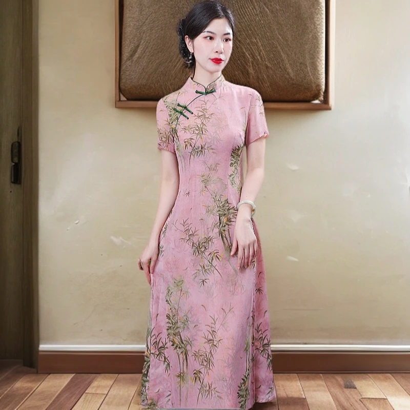 清竹  2025清凉改良旗袍气质日常优雅修身显瘦中国风旗袍夏季