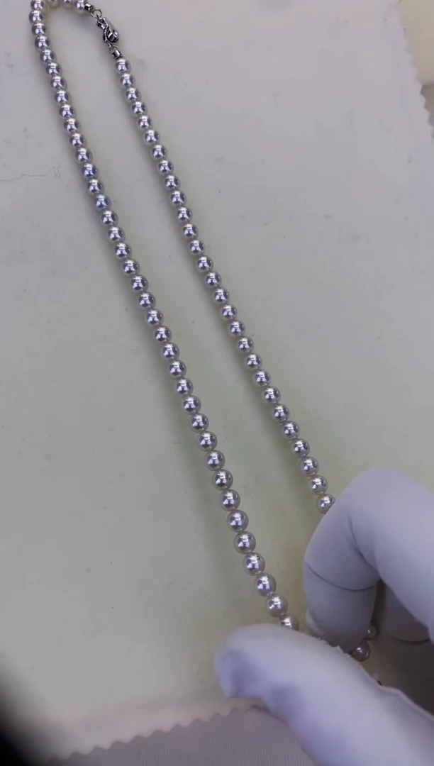 银S925镶嵌DA海水珍珠 GD010 5-5.5 blue rose串链带大证