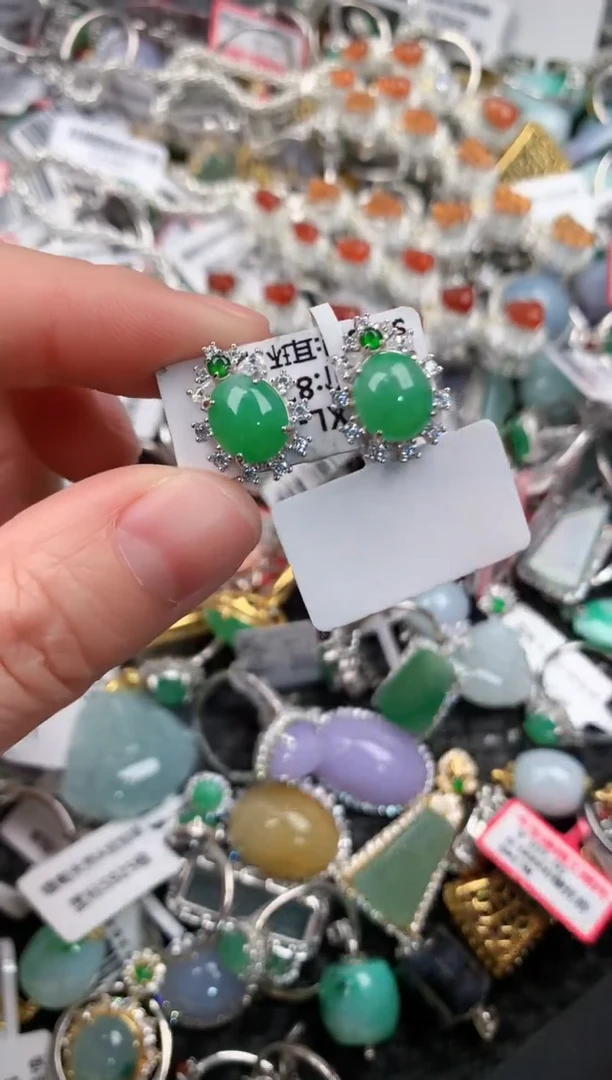 银S925镶嵌戒指翡翠777---1