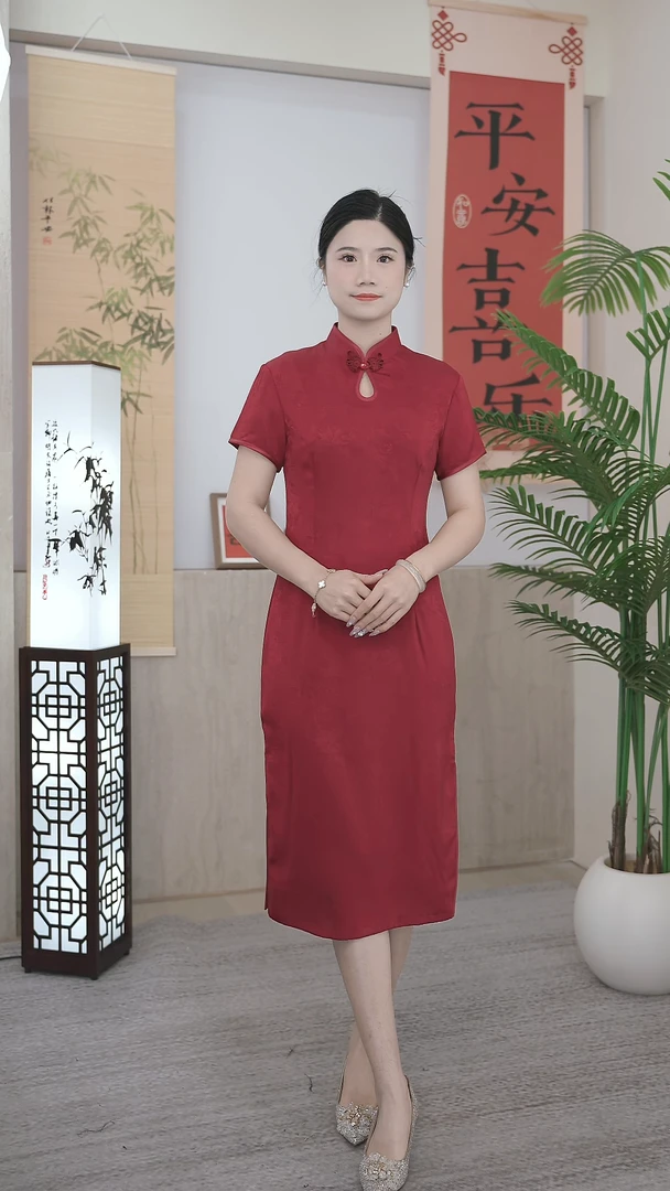 【吉祥】改良旗袍喜婆婆喜妈妈送考也可日常穿气质夏季中式连衣裙