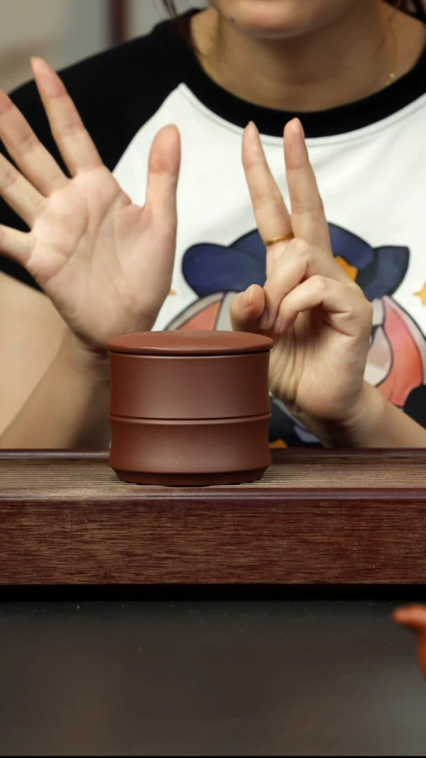 紫砂茶壶底槽清 竹节醒茶罐