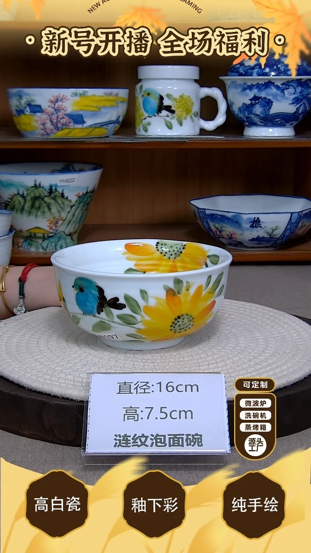 盘【陶源造】景德镇手绘釉下彩陶瓷餐具