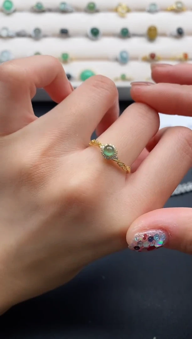 银S925镶嵌戒指翡翠22222222+2