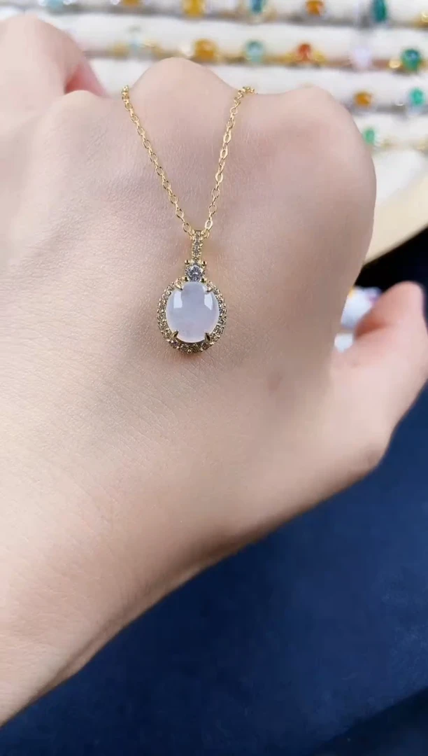 翡翠银S925镶嵌颈饰56489