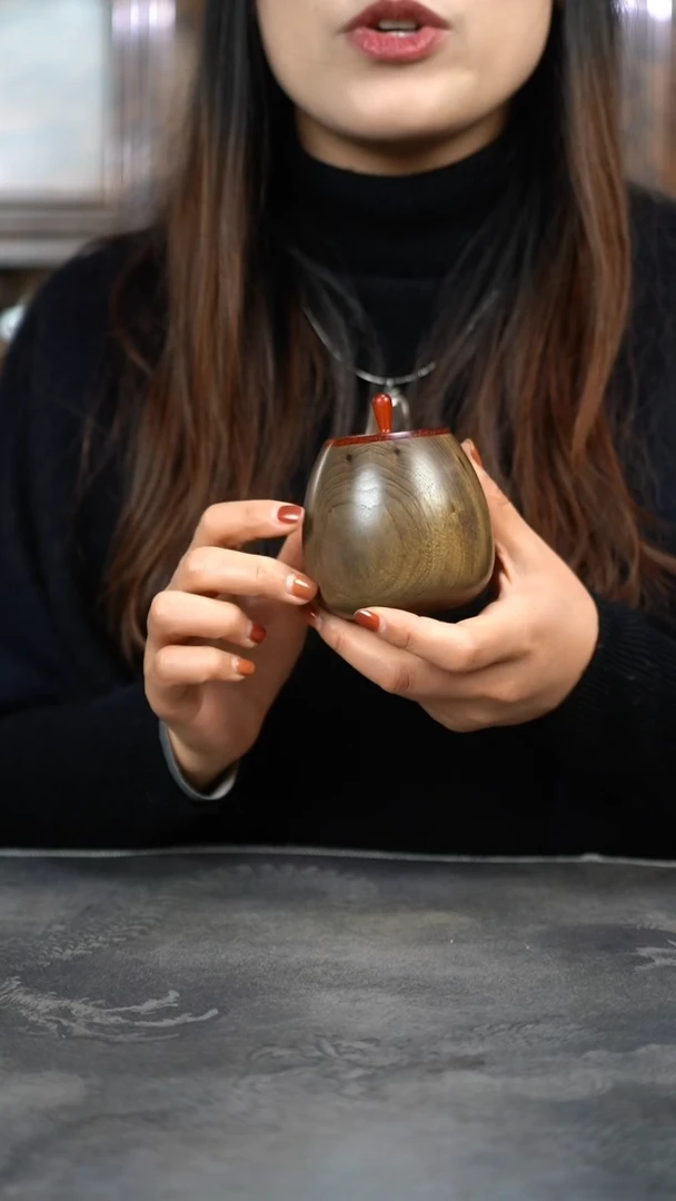 【闪购商品】金丝楠木雕原木精工茶仓醒茶罐858
