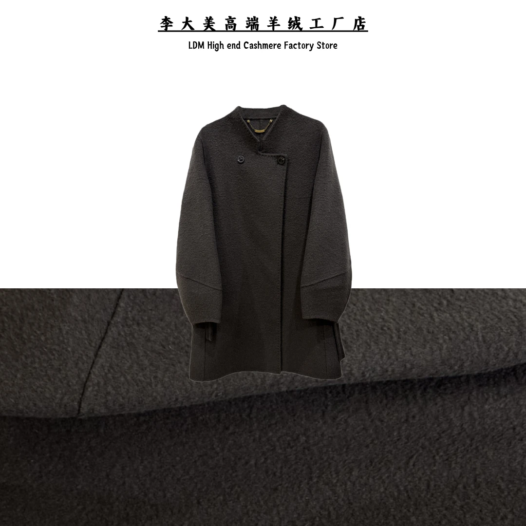 李大美【极简美感】2025秋冬新韩版时尚马海毛+绵羊毛大衣外套-9958