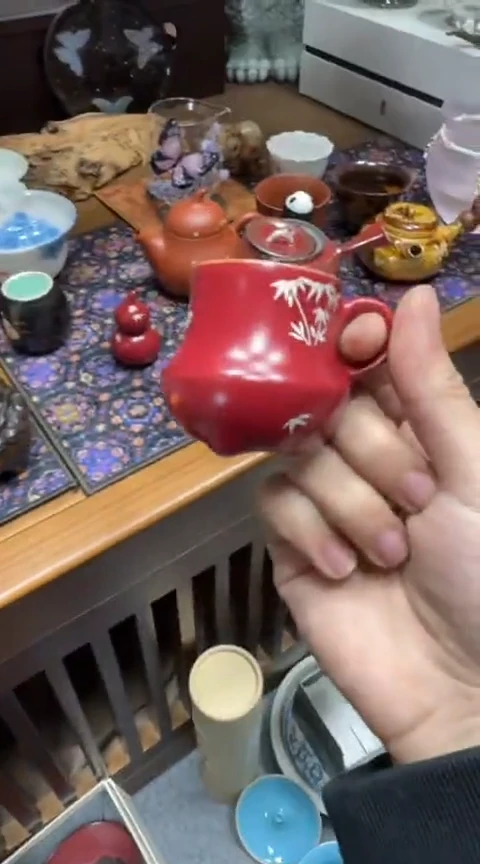 摆件陶茶具茶具茶具故宫红品闲杯