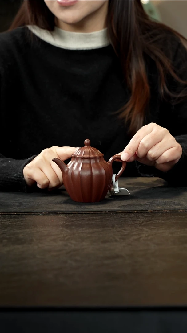 茶壶紫砂桃花紫泥筋纹秋水150cc