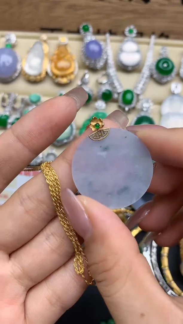 颈饰18K金镶嵌翡翠178-中国好珍宝