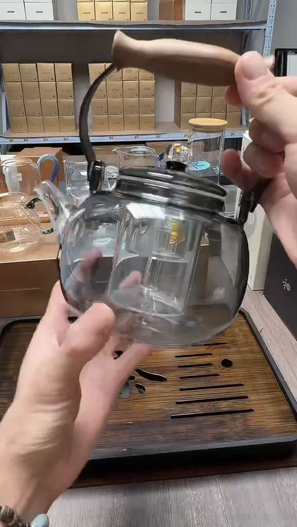 手工艺品玻璃璀璨提梁壶烟灰色烟灰色