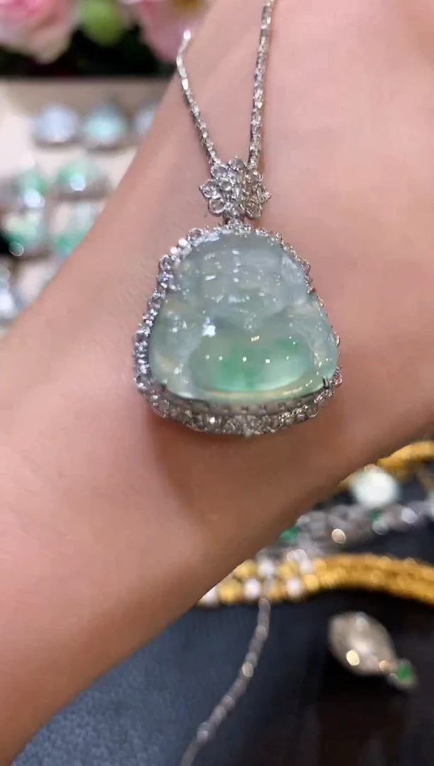吊坠(不含链)18K金镶嵌翡翠n35