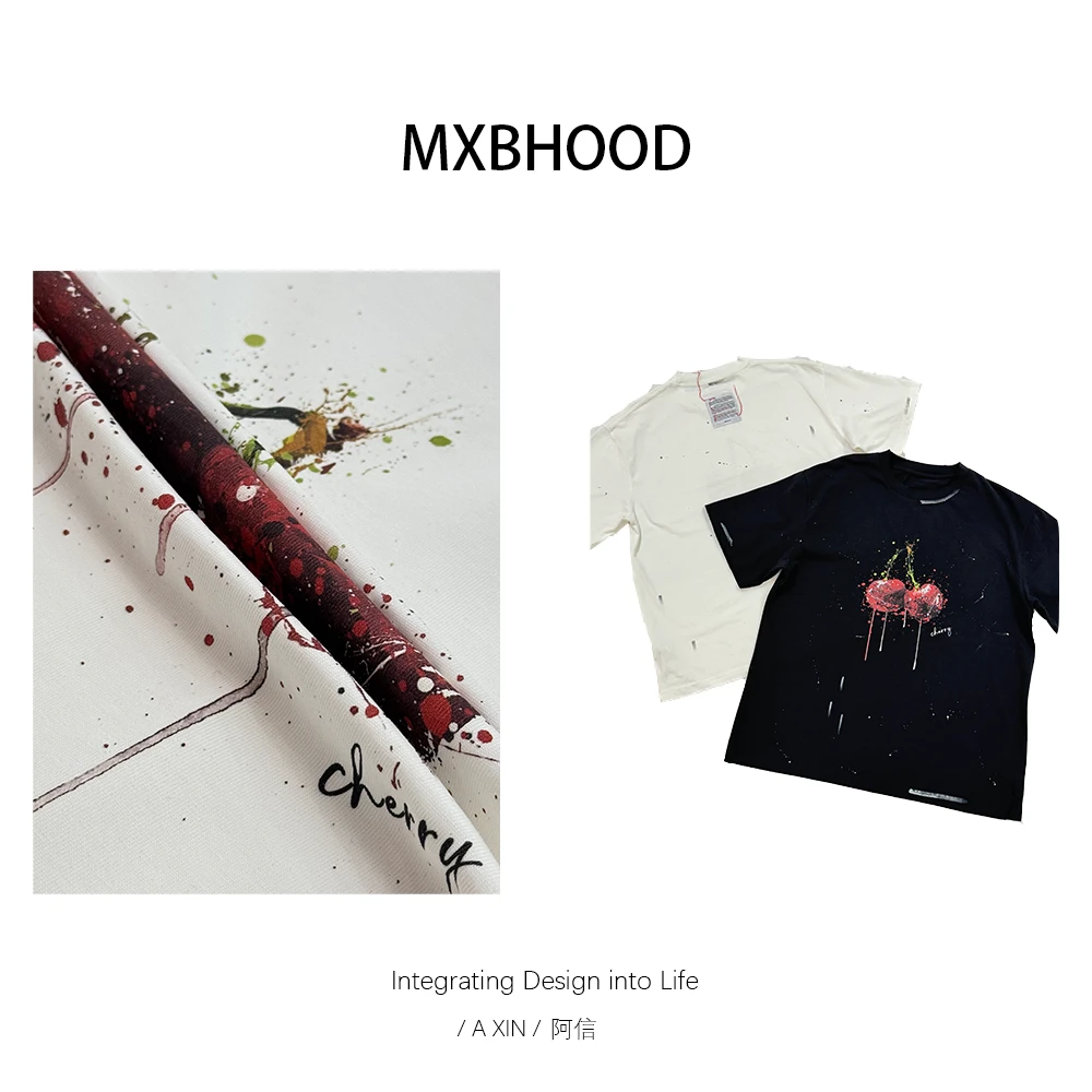 【阿信】夏季冰凉薄款纯棉圆领印花男士宽松百搭圆领短袖T恤上衣