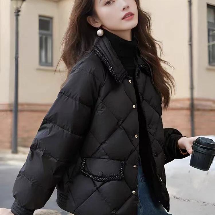 【黑标大朵羽绒】相思2025新款保暖加厚鸭绒羽绒服外套h187薇薇