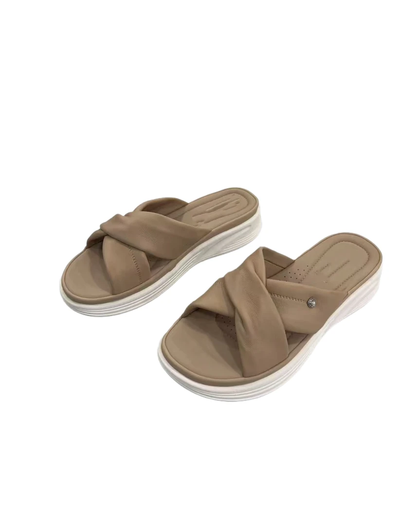 5619  交叉带装饰  拼色   透气  休闲  圆头  拖鞋