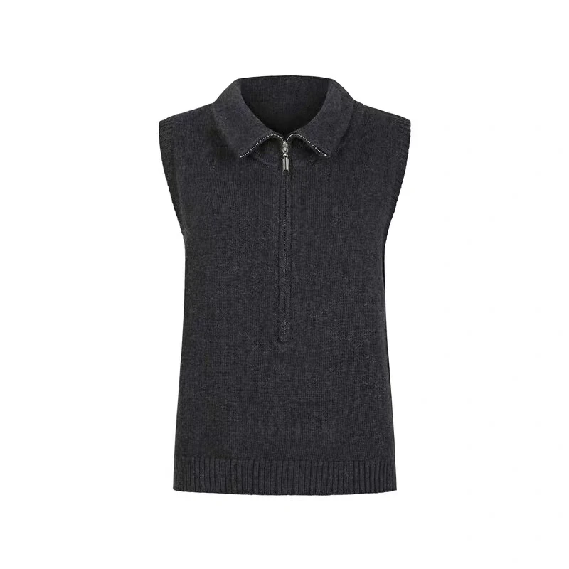 sdeer圣迪奥秋冬季女装轻奢气质时尚通勤休闲无袖针织衫S244Z1602