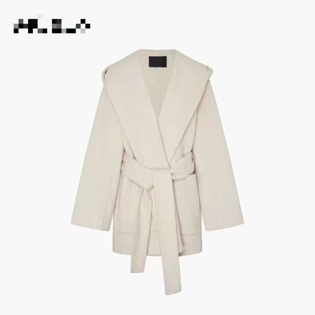 mc灰米双色连帽大衣