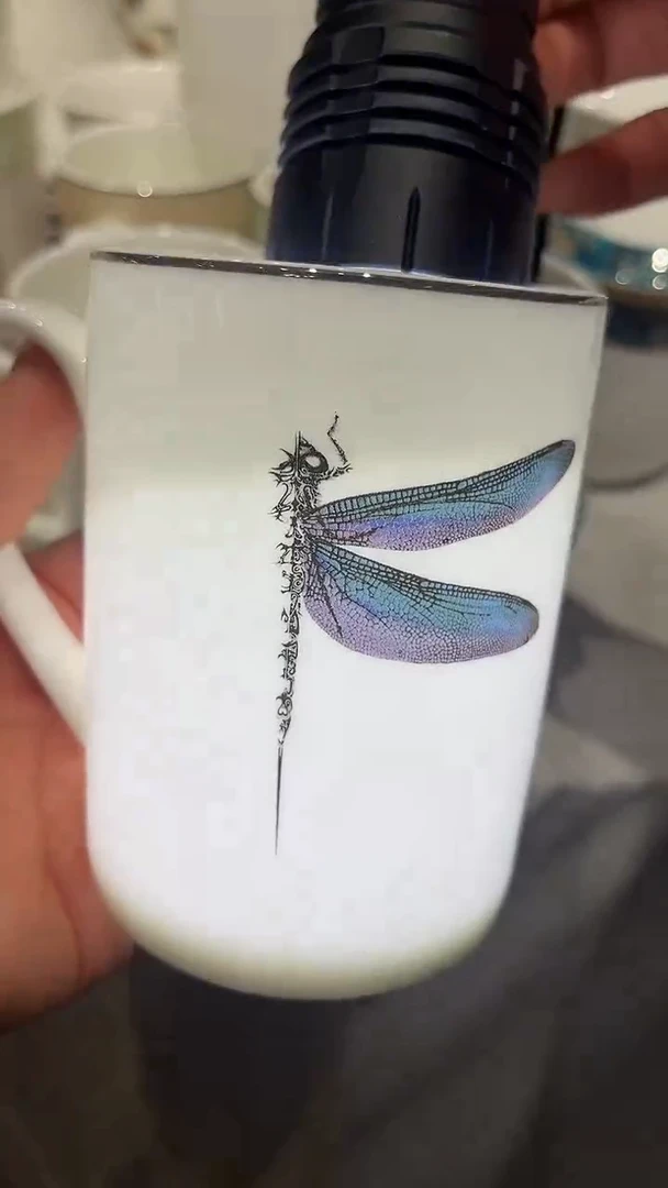 瓷蜻蜓杯子隆达骨瓷