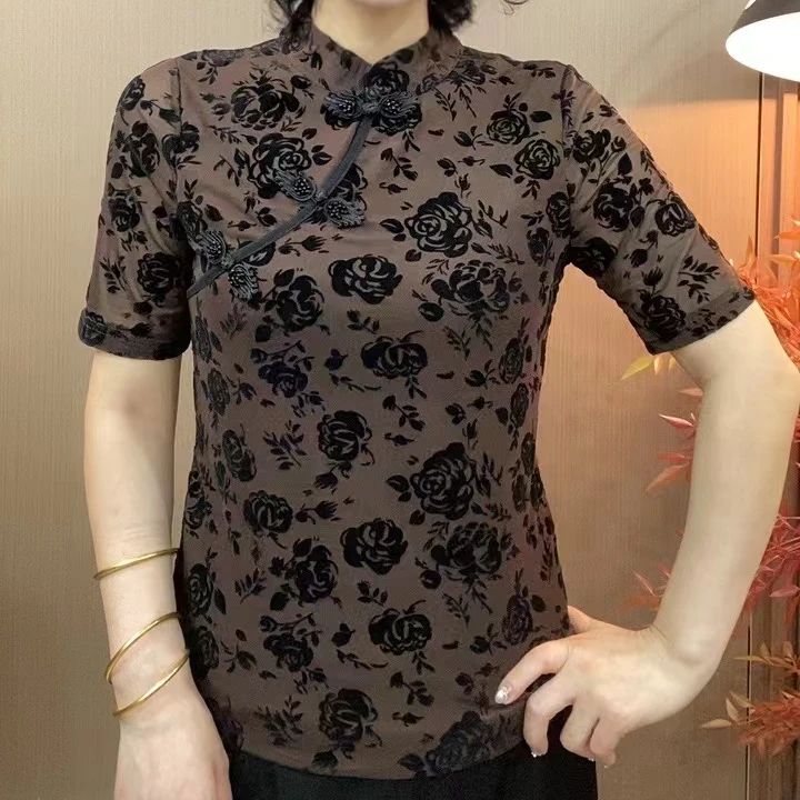 2025夏季新款短袖气质纯色洋气时尚女士上衣打底衫#8728