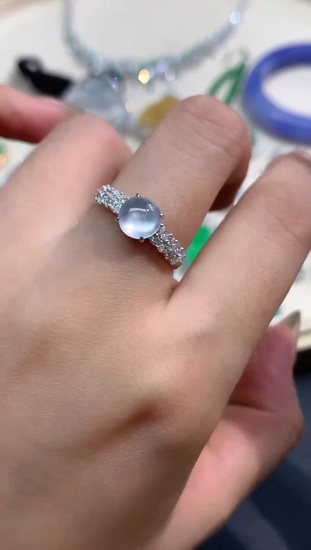 18K金镶嵌戒指翡翠E546|9800