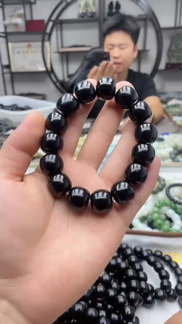 手串未镶嵌和田玉纯天然新疆塔县黑青16老型