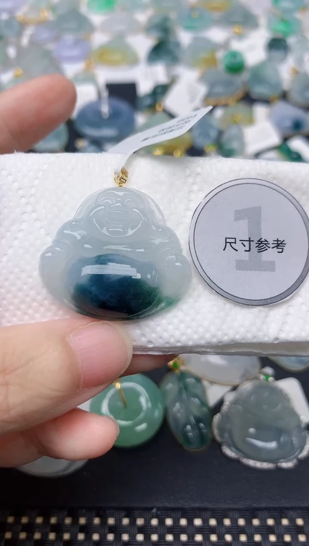 颈饰18K金镶嵌翡翠天然缅甸A货翡翠