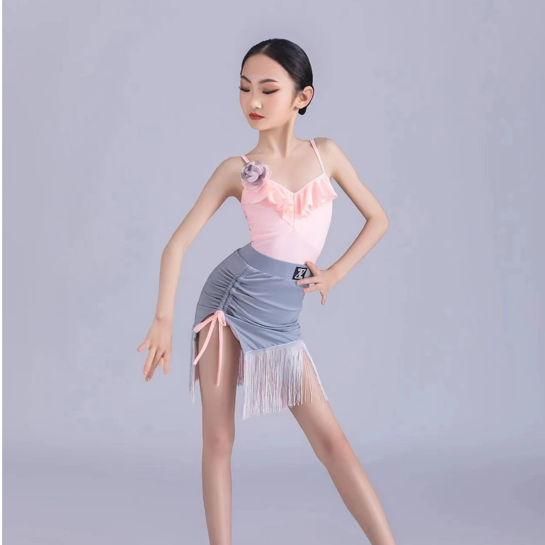 2025新款女童拉丁舞练功训练服流苏舞蹈服舞服套装夏季表演出专业