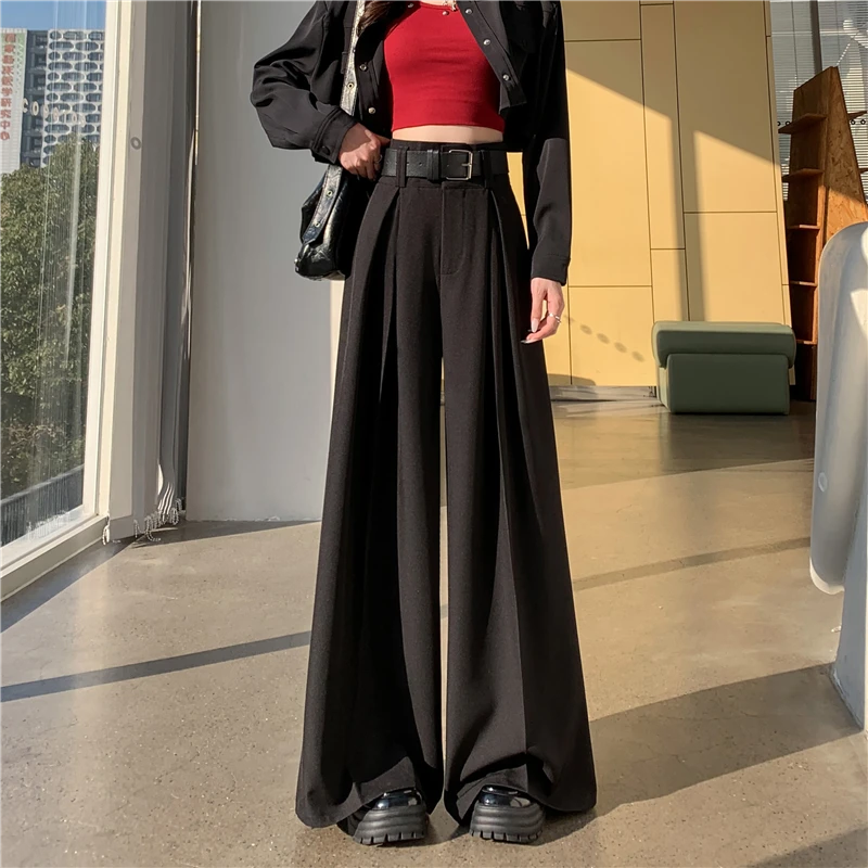 西装裤阔腿裤女春秋新款高腰宽松直筒显瘦垂感休闲拖地长裤子