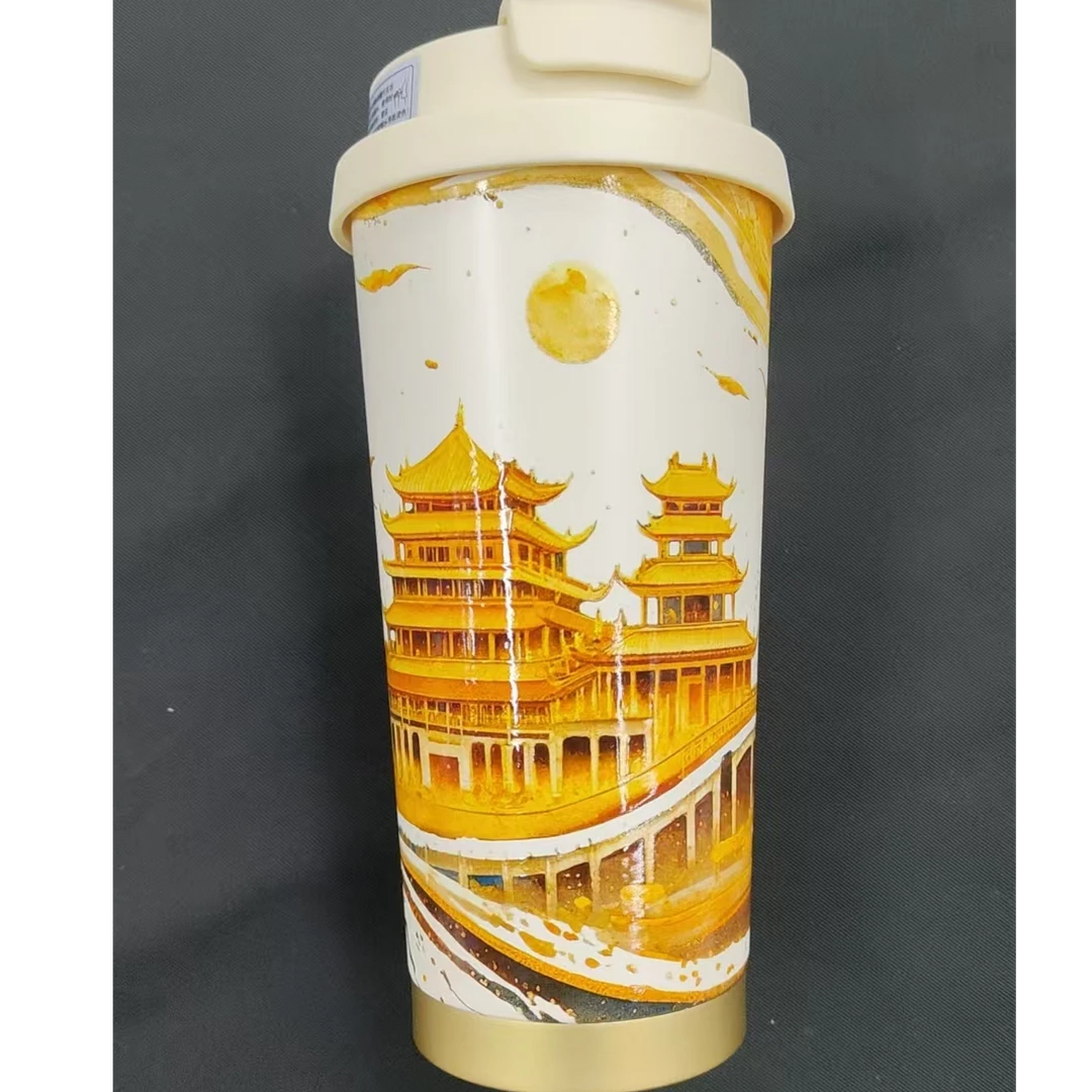 保温白色卡通杯梦幻风保温杯吸管杯学生大容量可爱商用直饮可乐杯