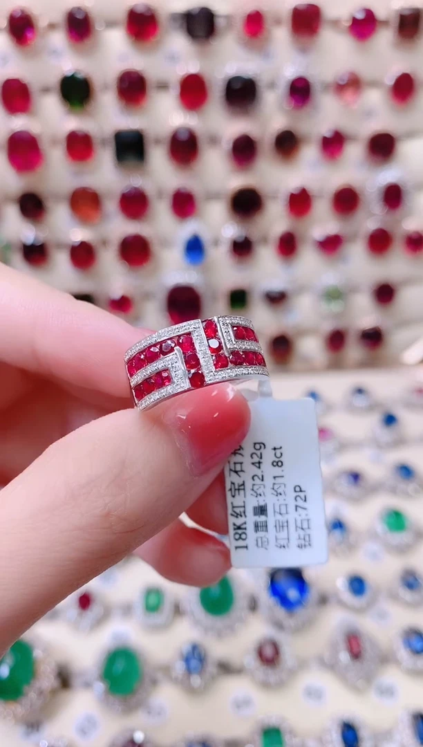 18K金镶嵌18K金戒指红宝石1