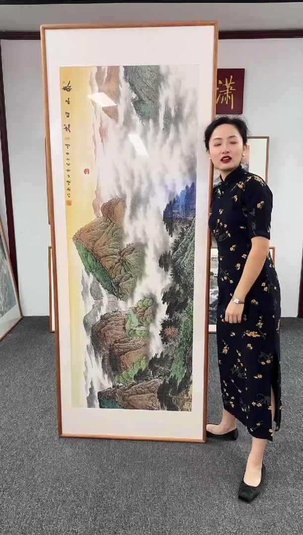 国画泰山日出 210*80 张晓东