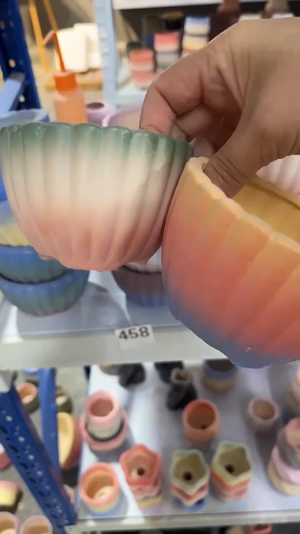 麦饭石粗陶多肉花盆口径9*6两个