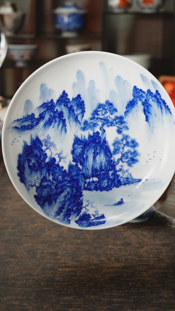 景德镇手工手绘山水小宋画壶承