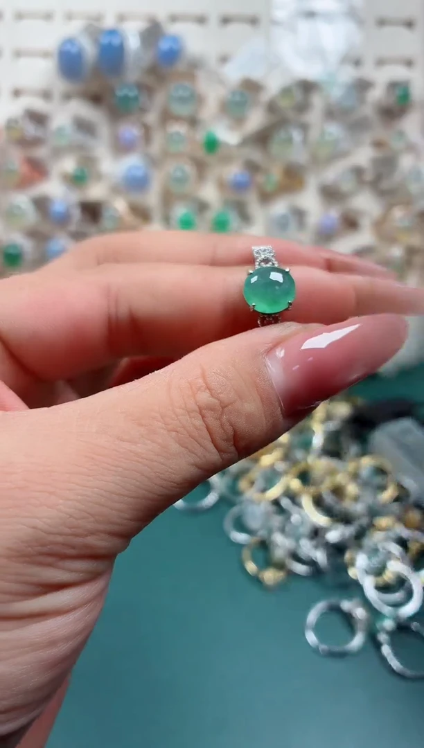 银S925镶嵌戒指翡翠.