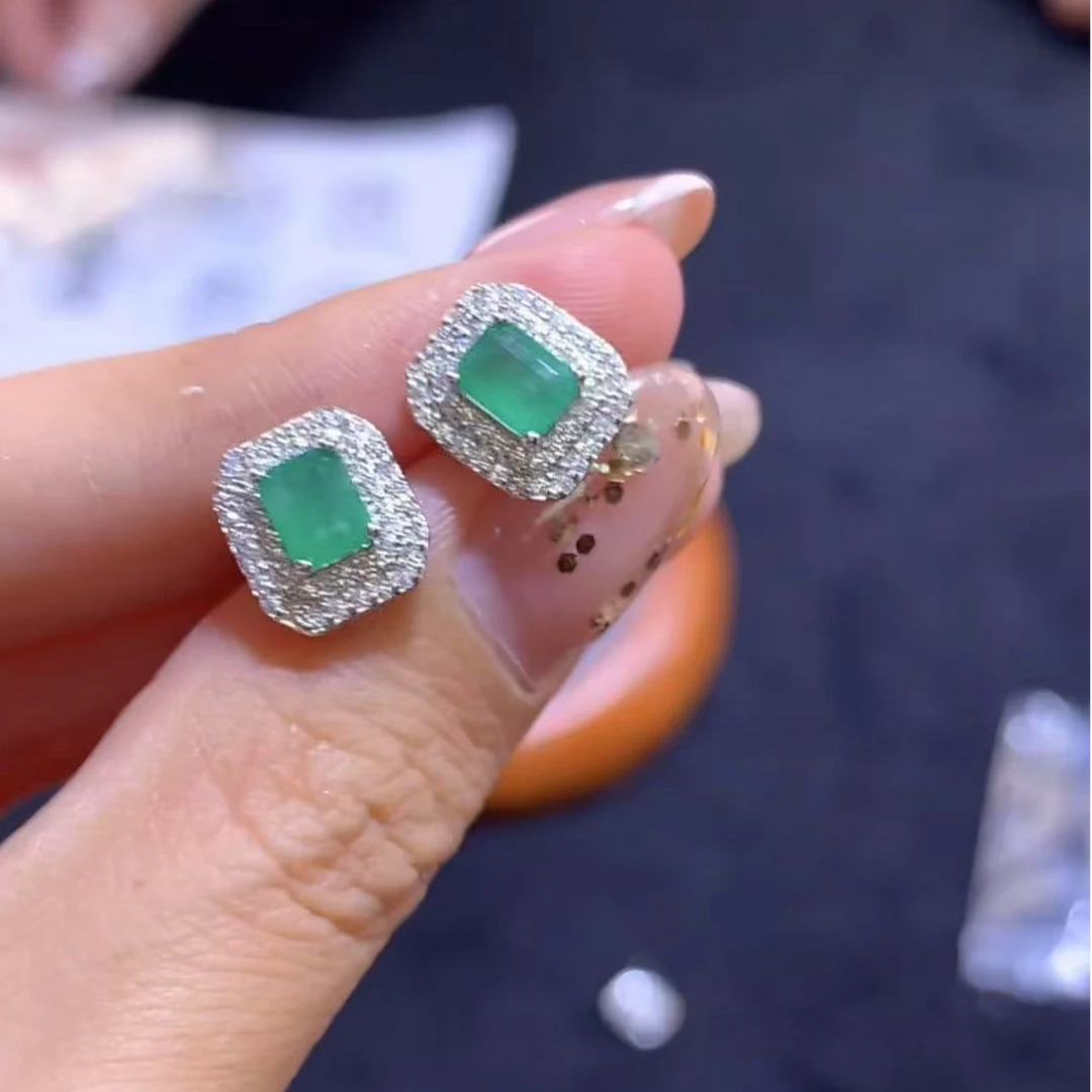 【逍遥】祖母绿方形耳饰*001/0013/多样性发/1对