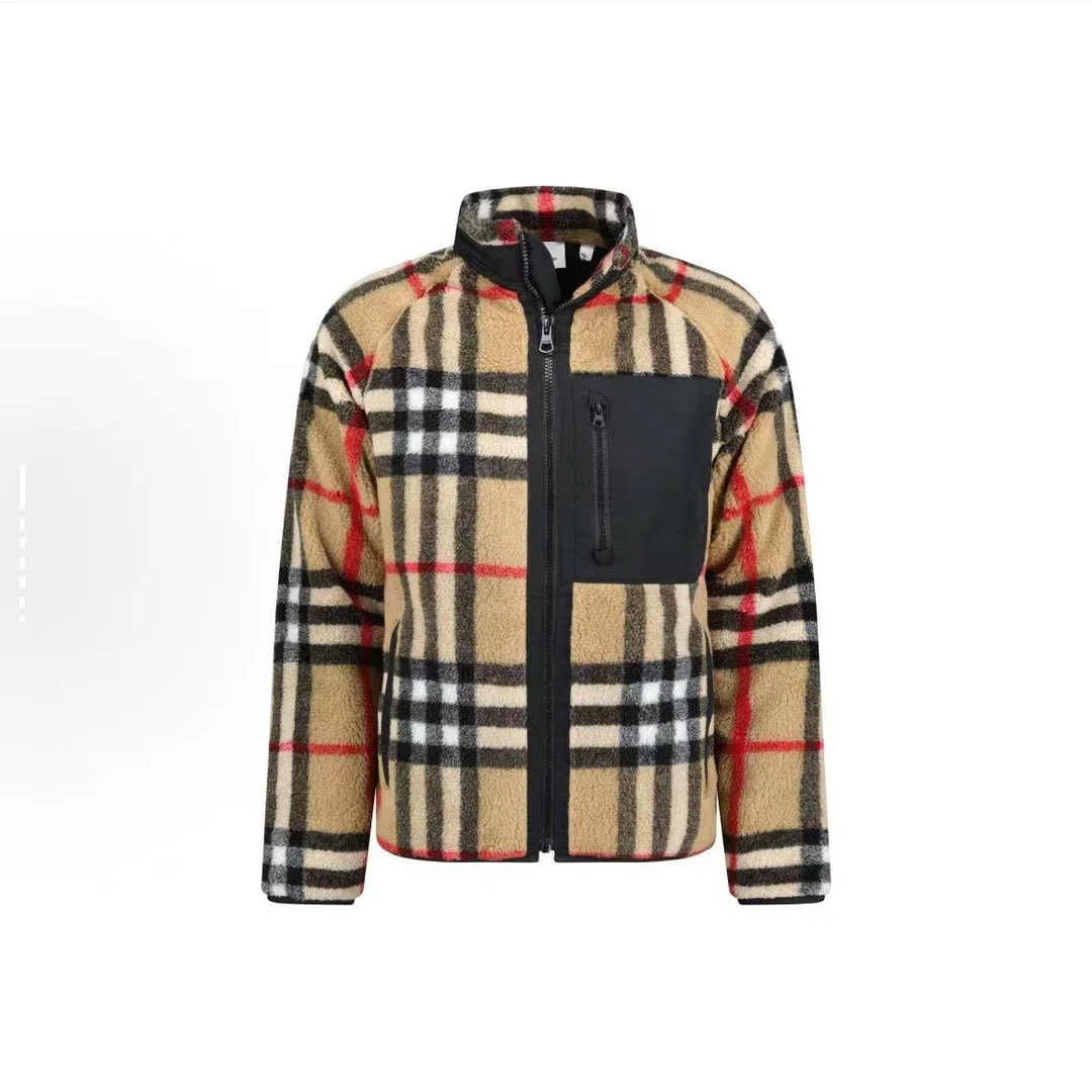 BURBERRY/博柏利未使用棕色格纹拉链外套/BCJ