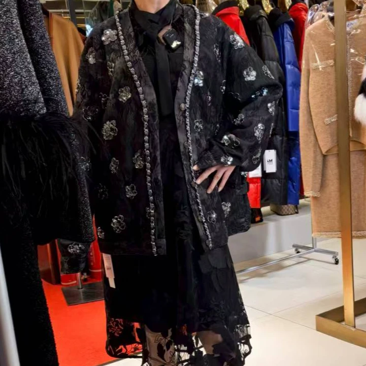 特别特实体同款新中式外套女2025秋季新款重工提花国风宽松上衣潮