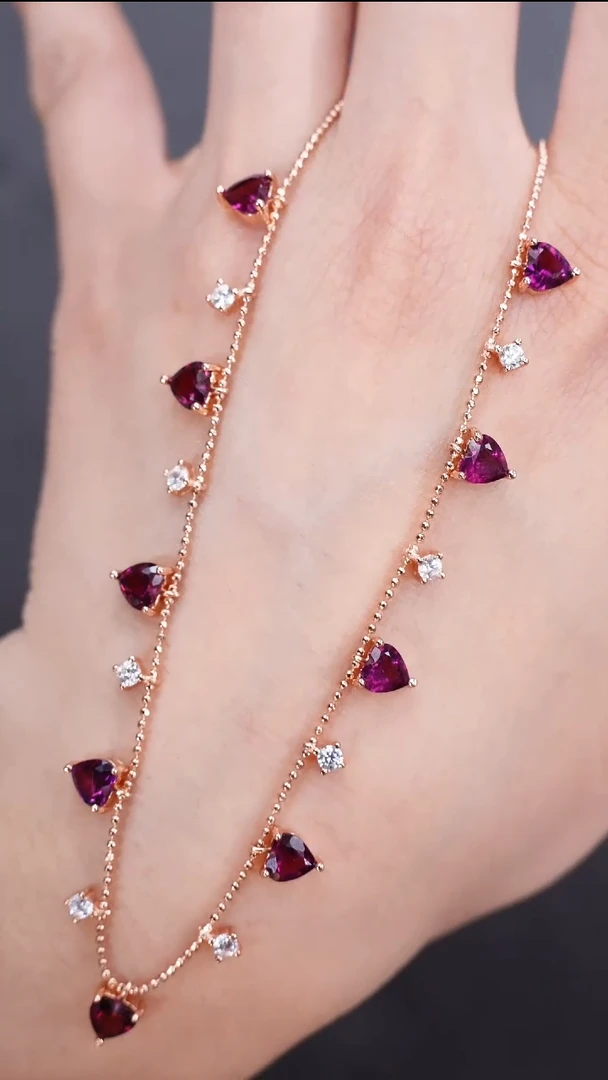 石榴石颈饰银S925镶嵌颈饰