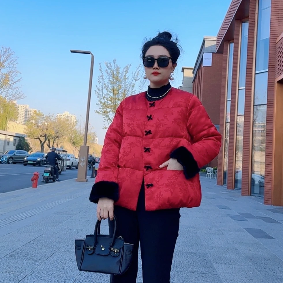 8009#2024冬季新款国风加棉加厚时尚洋气款棉服保暖短款