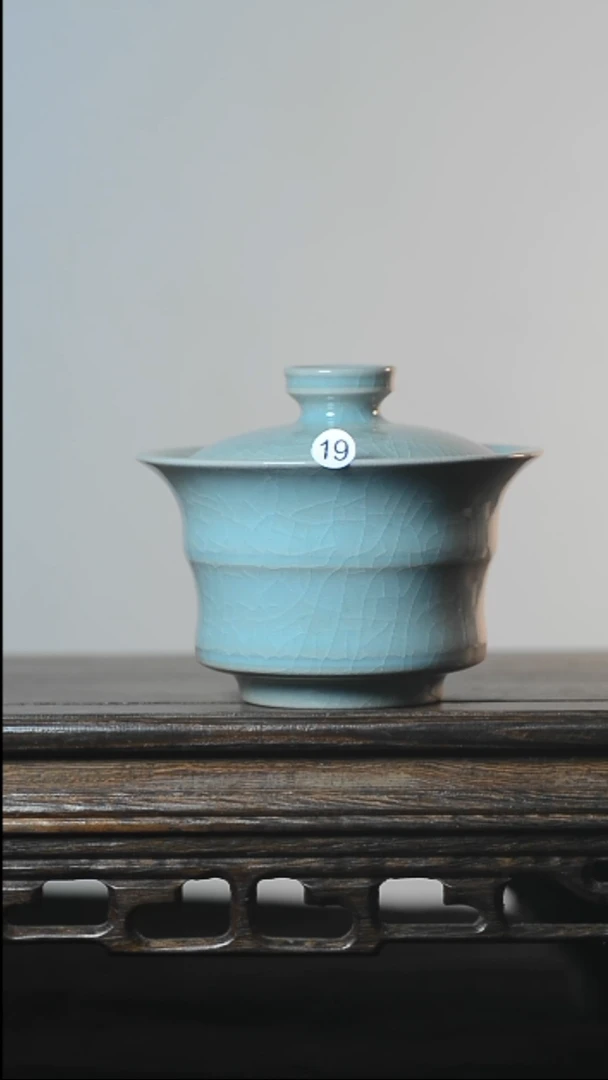 19号竹节盖碗手工全品清凉寺汝瓷