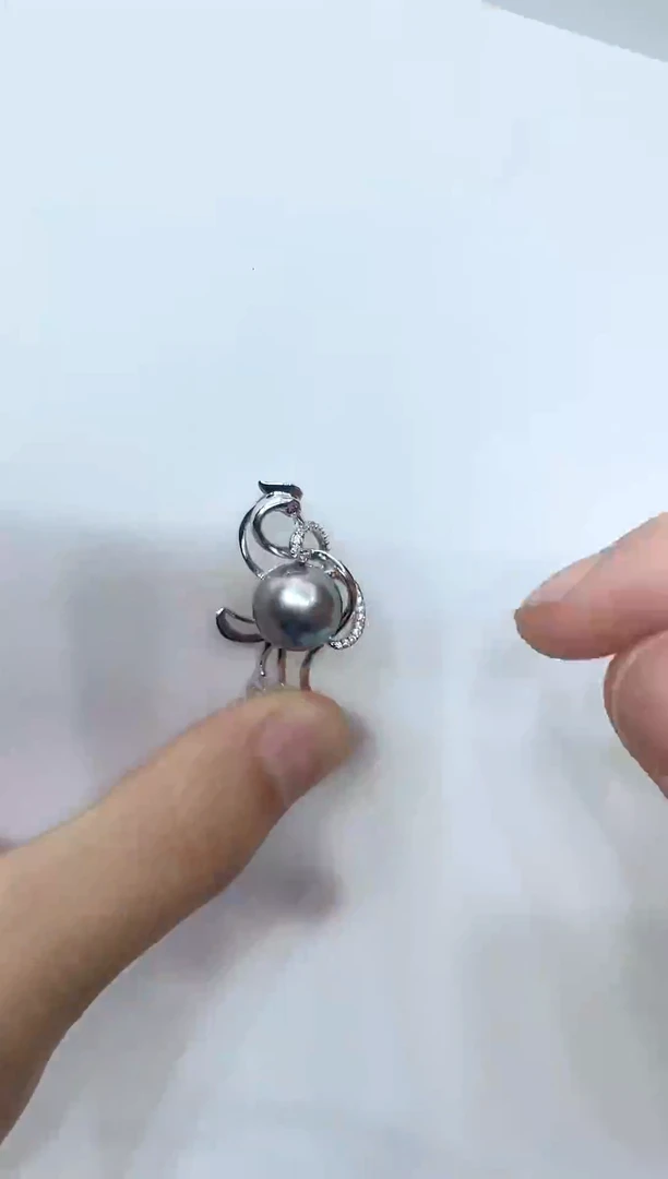 银S925镶嵌海水珍珠颈饰12-13