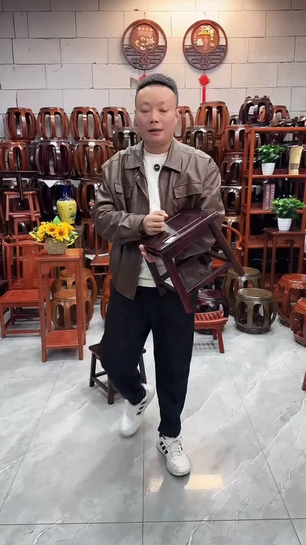 花梨木类家具（微瑕）酸枝色小方凳单个1号
