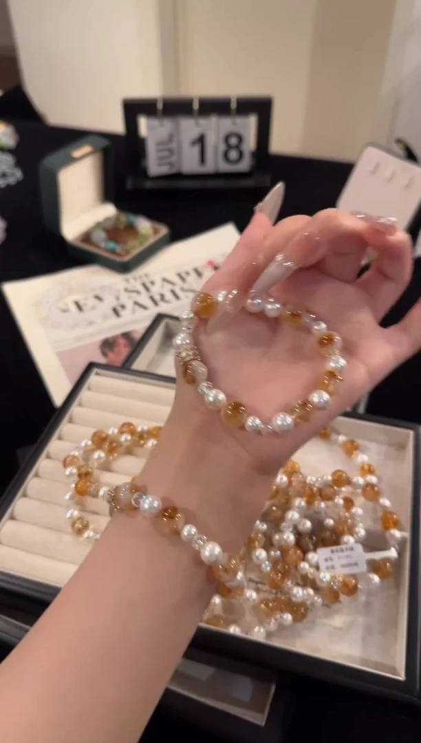 水晶手串合金黄塔晶F1191