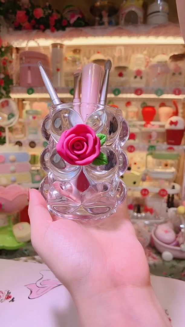 其他品质好发货快放心拍！玫瑰花玻璃化妆笔筒