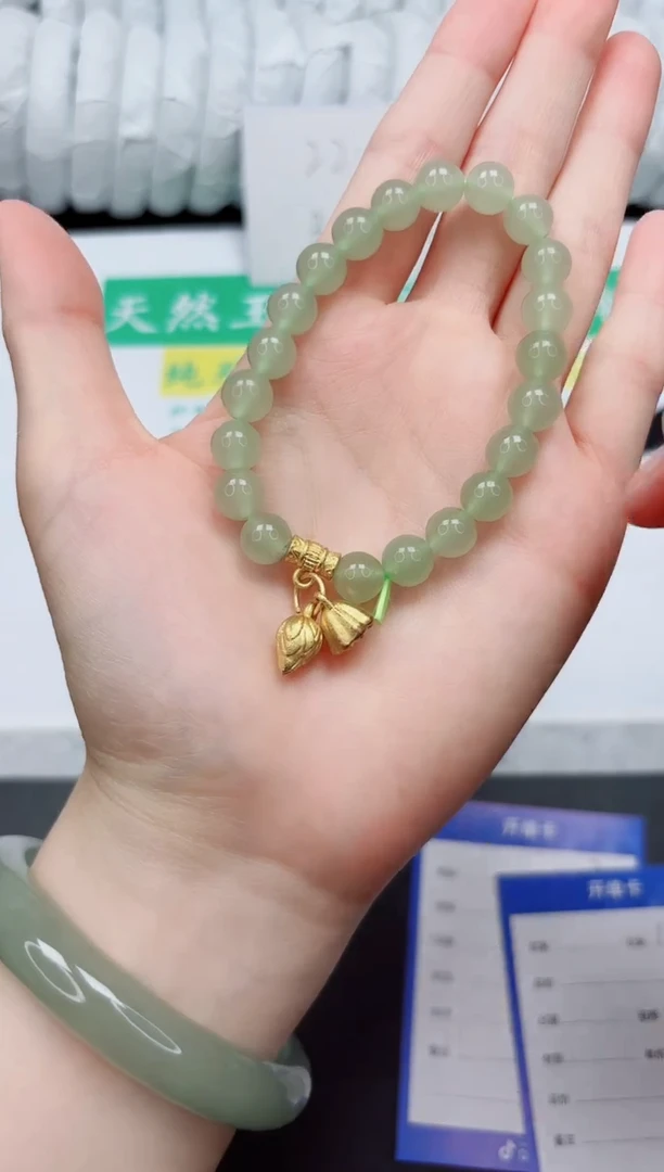手镯石英质玉未镶嵌东陵绿手链主播同款一串