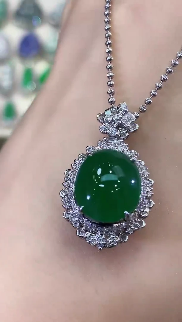 吊坠(不含链)18K金镶嵌翡翠B298